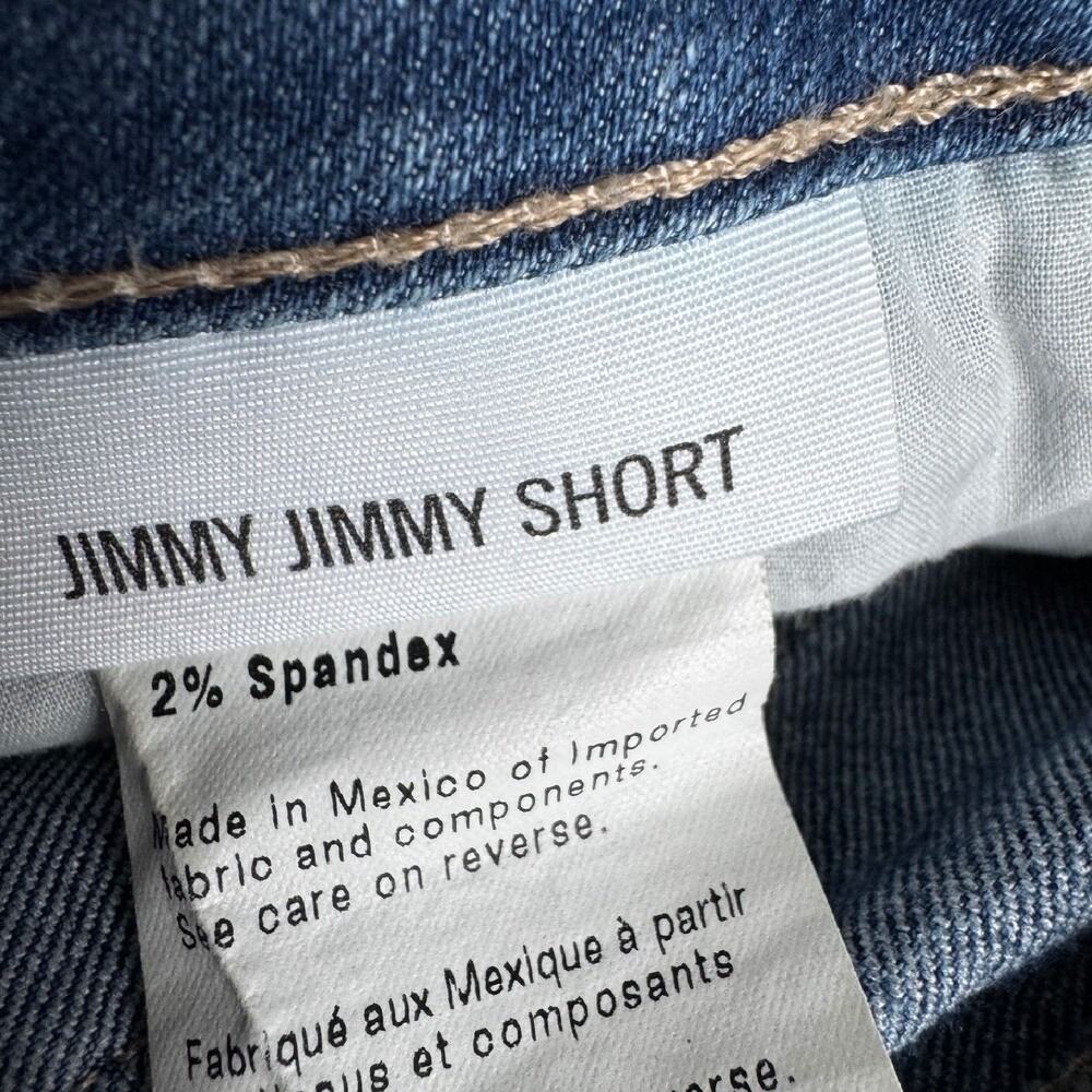 Paige Jimmy Jimmy Denim Shorts Cuffed Raw Hem Medium Wash Size 28 - Picture 7 of 7